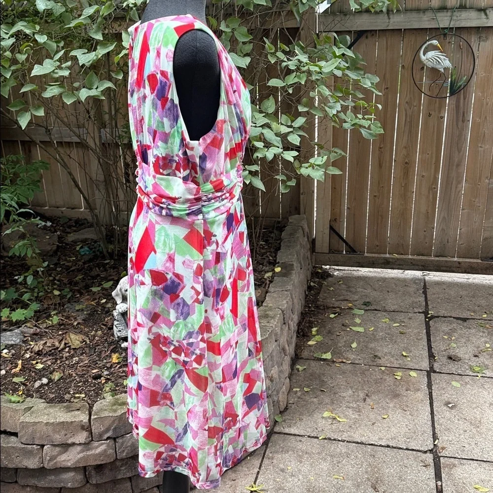 Cleo Multicoloured sleeveless, V neck flowy midi dress. Size L - Picture 5 of 12